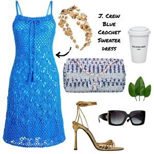 J. Crew Electric Blue Crochet Sweater Dress
